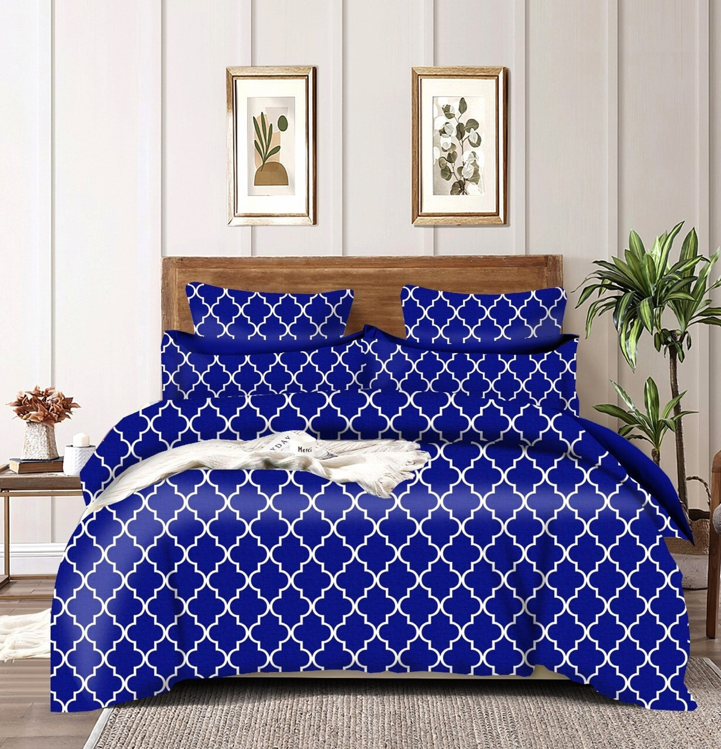 Image of CLOVIS KRAFTS Microfiber King Fitted (Elastic) 240 TC Abstract 1 Bedsheet with 2 Pillow Covers