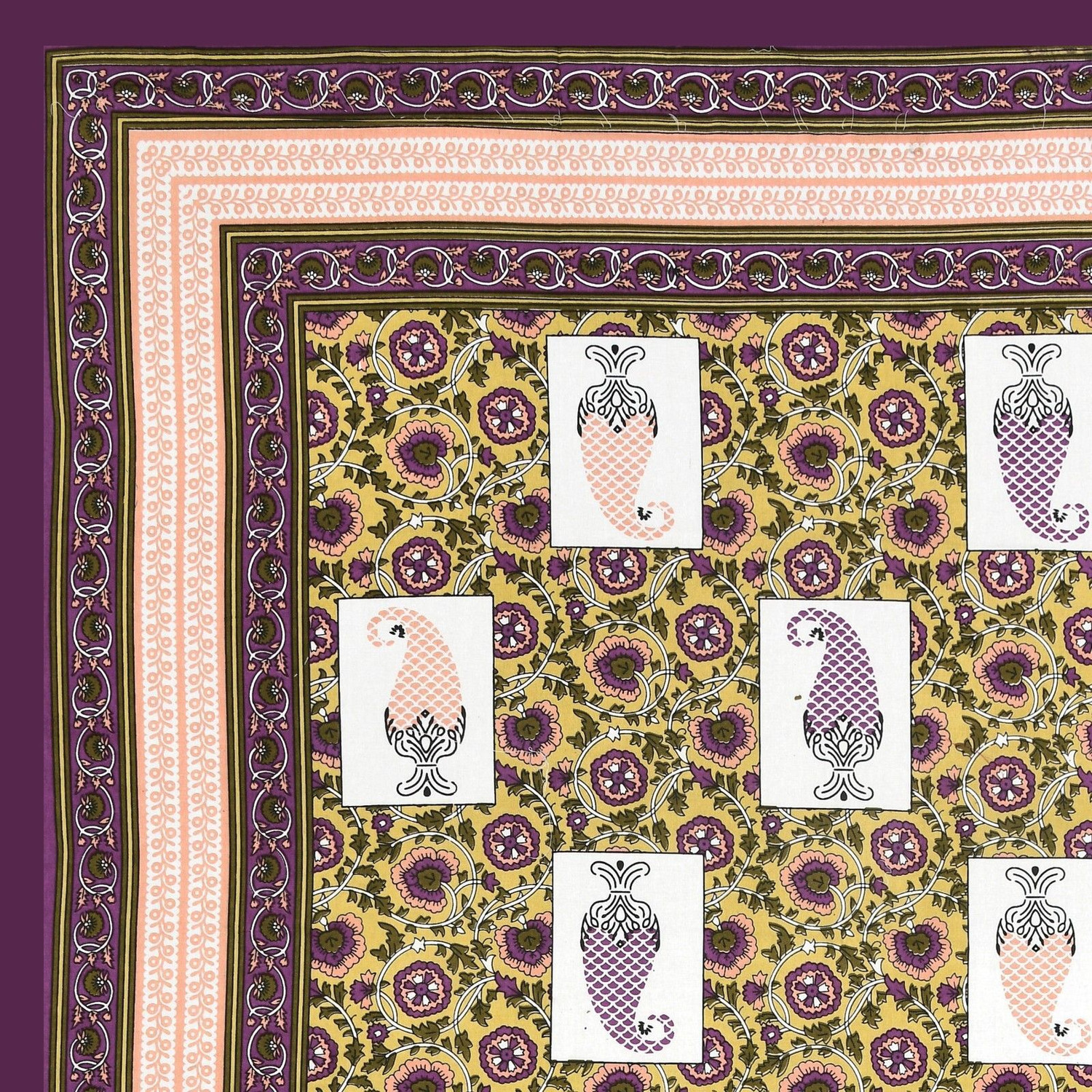 Image of LATHWAL CRATIONS Cotton Double Flat 244 TC Printed 1 Summer Bedsheet with 2 Pillow Covers
