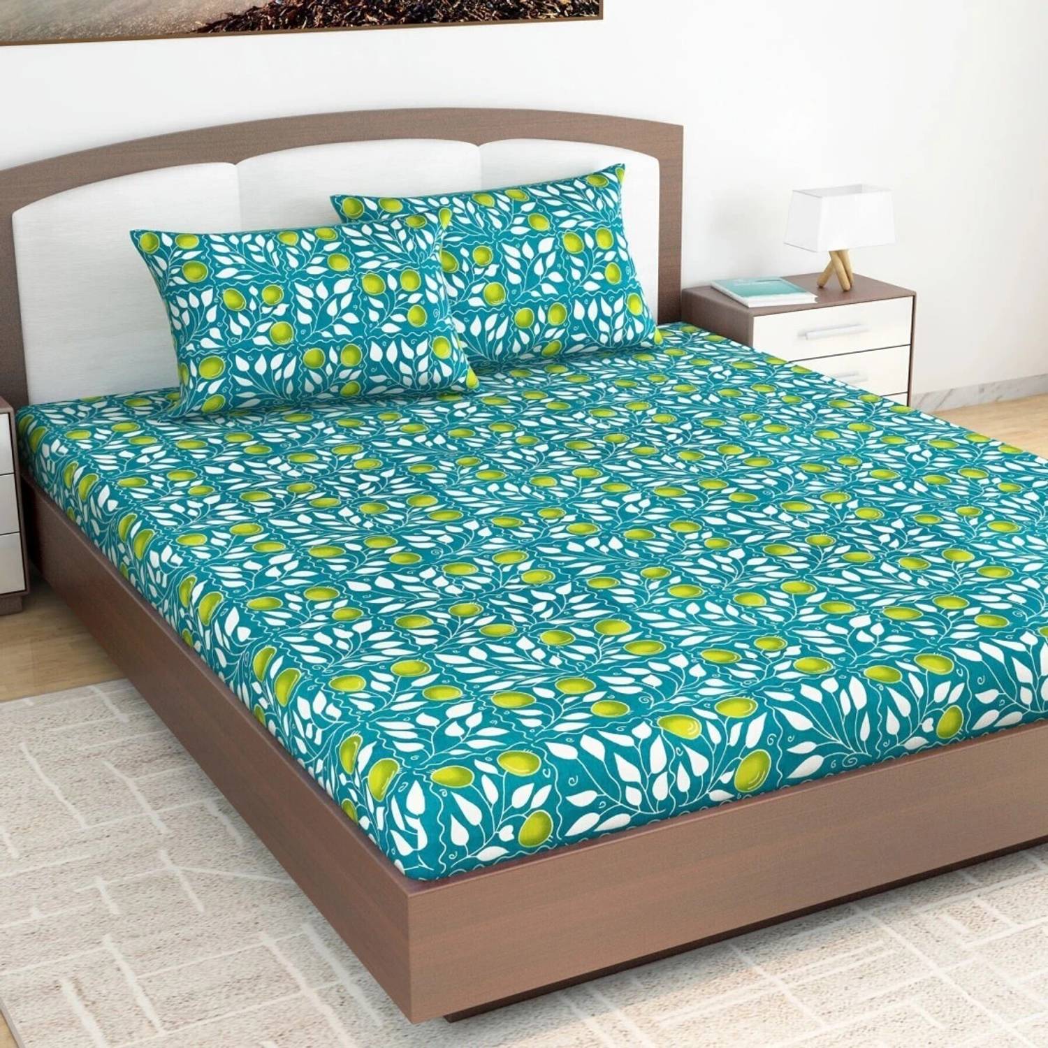 JR CLUB Cotton Double Flat 144 TC Jaipuri Prints 1 Bedsheet with