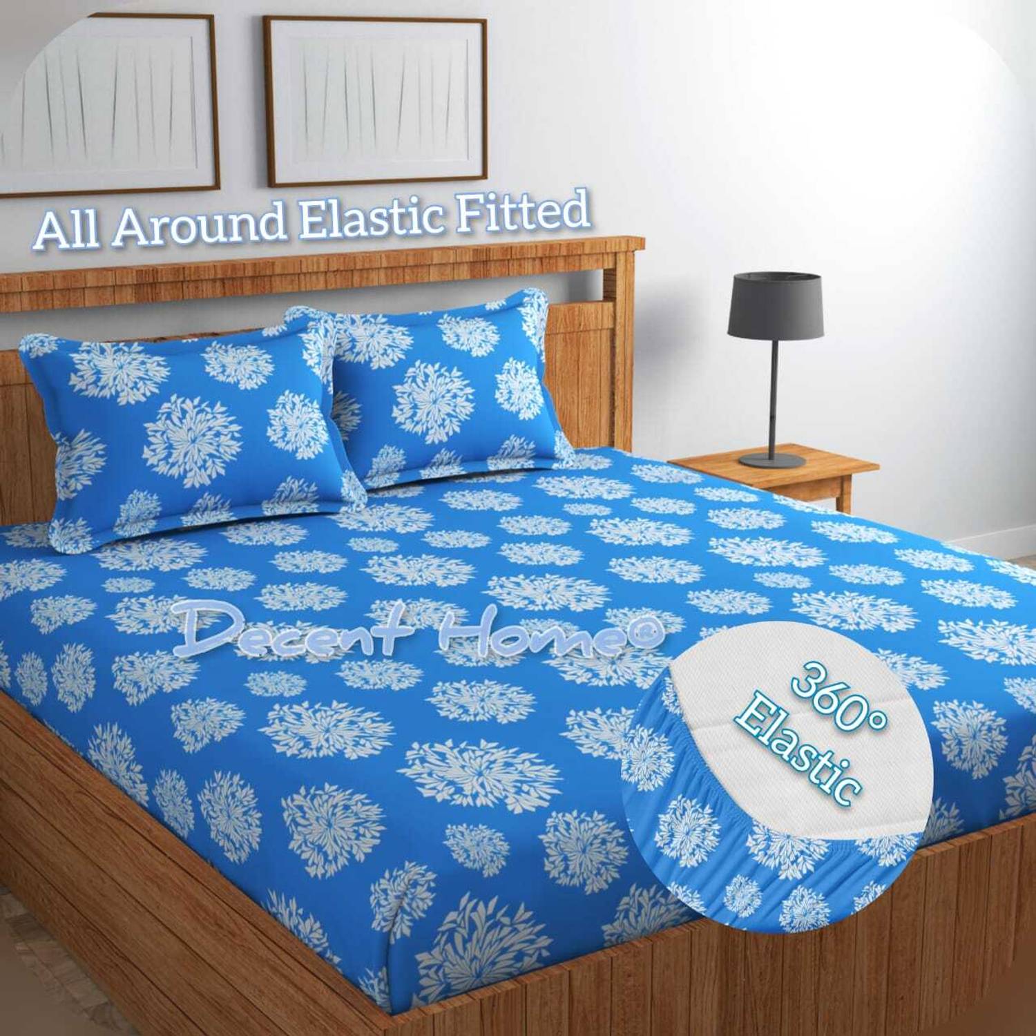 Decent Home Cotton Double Fitted (Elastic) 240 TC Floral 1 Bedshe