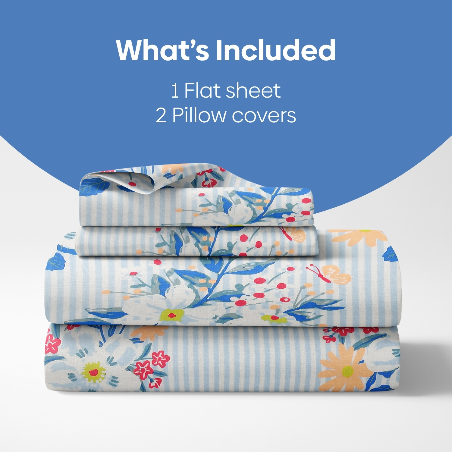Image of haus & kinder Cotton King Flat 186 TC Printed 1 Summer Bedsheet with 2 Pillow Covers