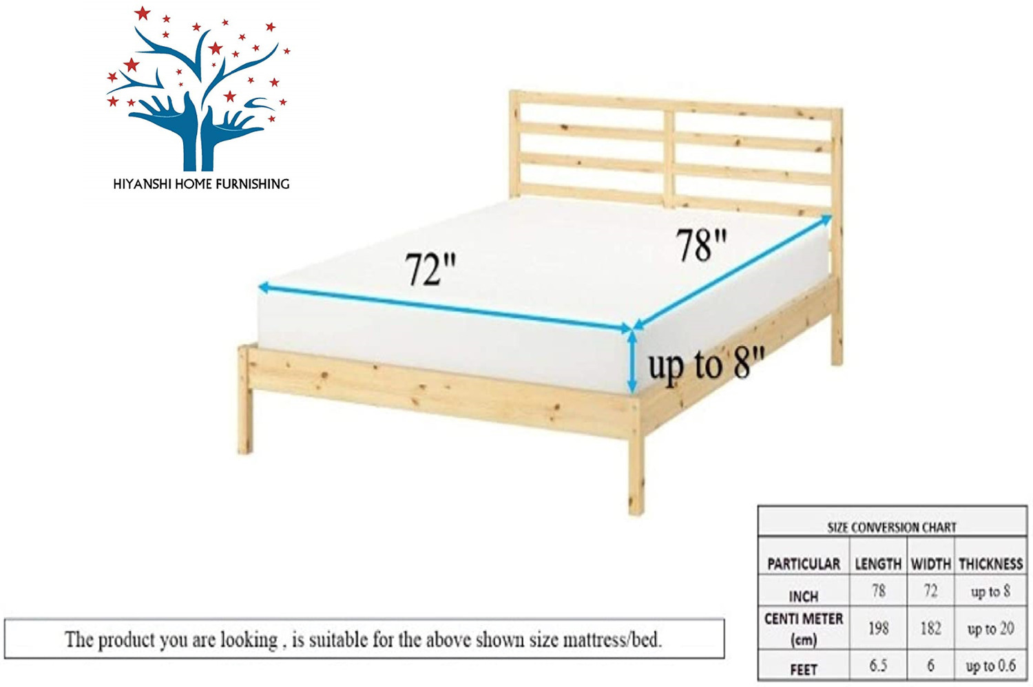 Image of HIYANSHI HOME FURNISHING Polycotton King Fitted (Elastic) 210 TC Floral 1 Bedsheet with 2 Pillow Covers