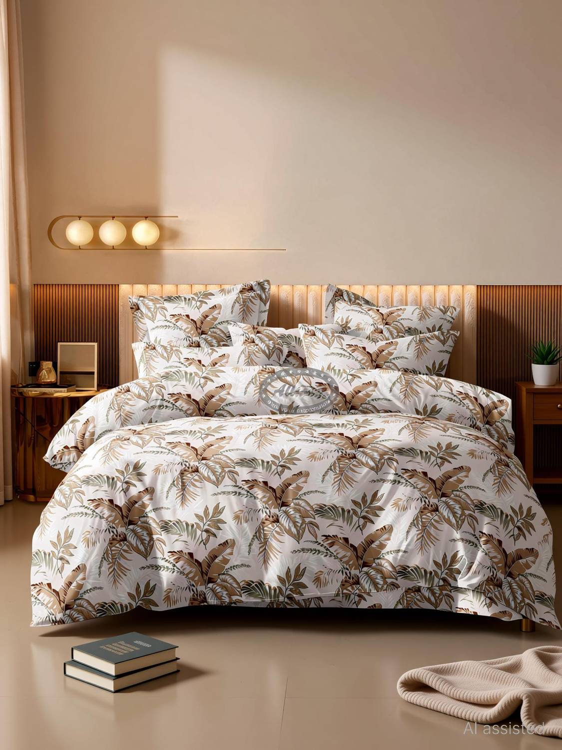 Amrange Cotton King Flat 220 TC Floral 1 Bedsheet with 2 Pillow Covers