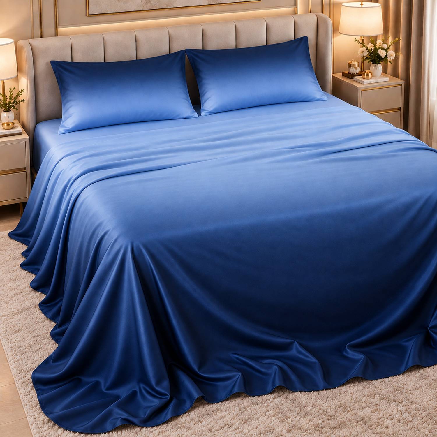 CARLTON LONDON Cotton Blend, Microfiber King Flat 180 TC Solid 1 AC Bedsheet with 2 Pillow Covers