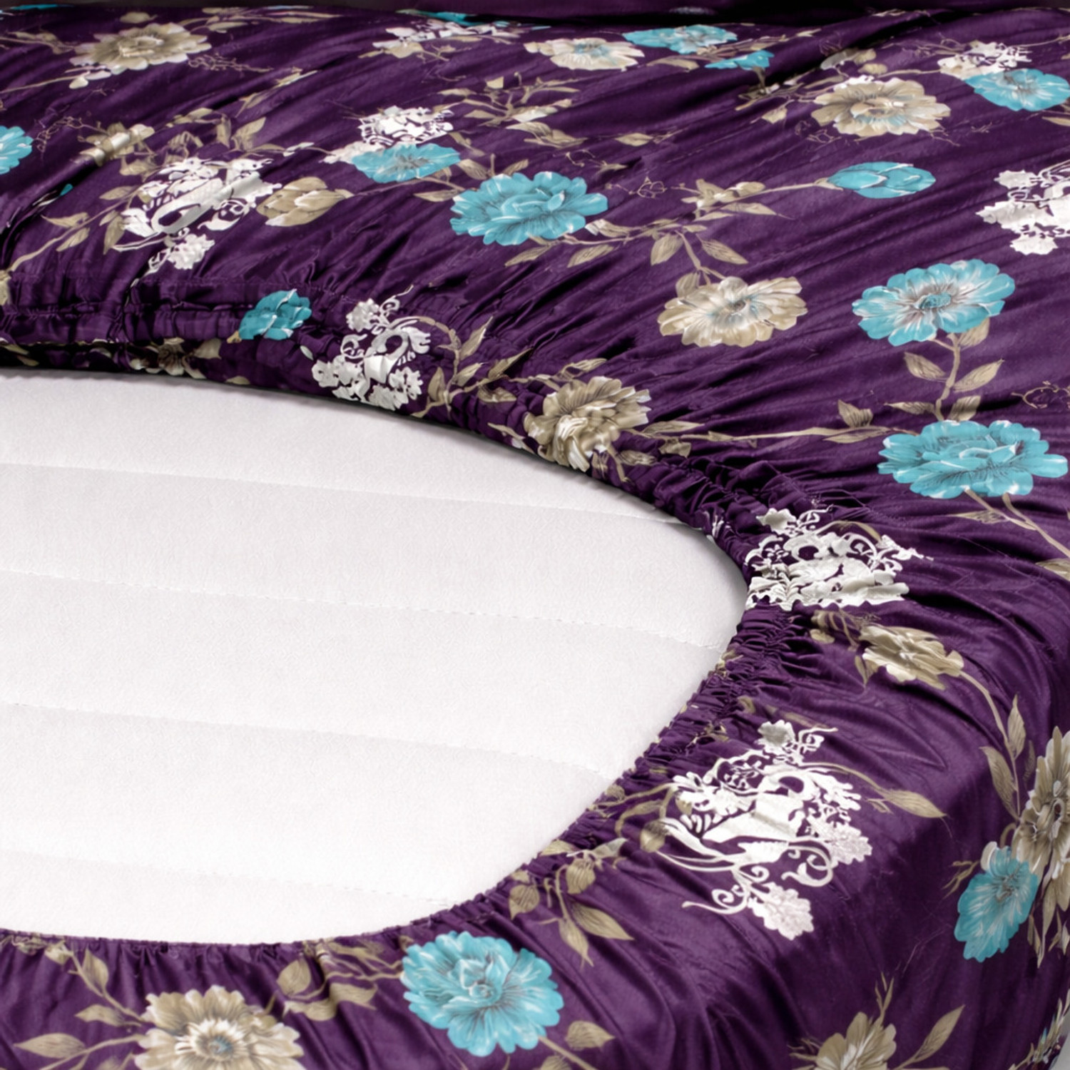 Image of KURRY HOME FURNISHING Microfiber King Fitted (Elastic) 250 TC Abstract 1 Bedsheet with 2 Pillow Covers, 2 Cushion Covers