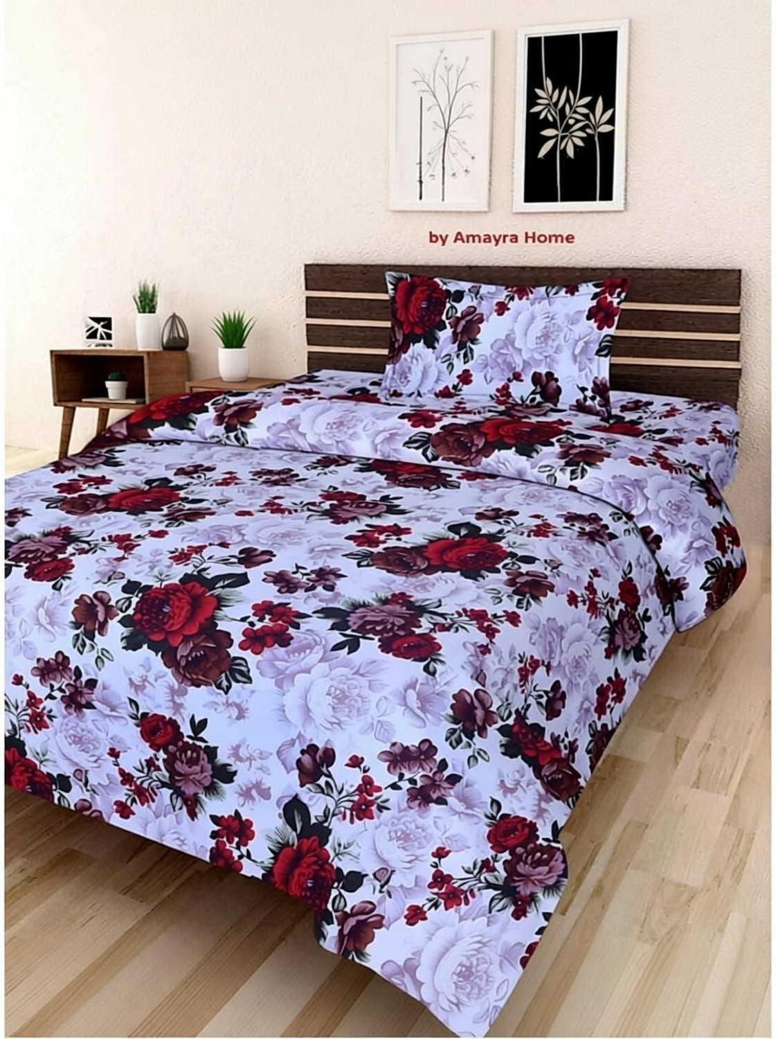Image of MJJ Microfiber Single Flat 180 TC Printed 1 Bedsheet with 2 Pillow Covers
