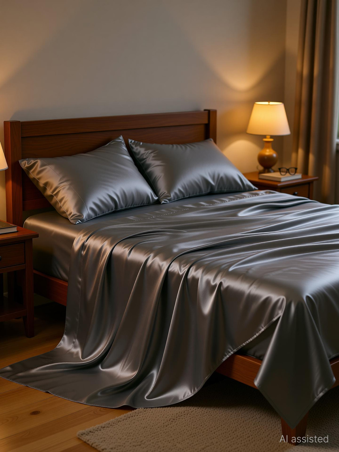 Image of pure eco Silk Single Flat 400 TC Solid 1 Bedsheet with 2 Pillow Covers