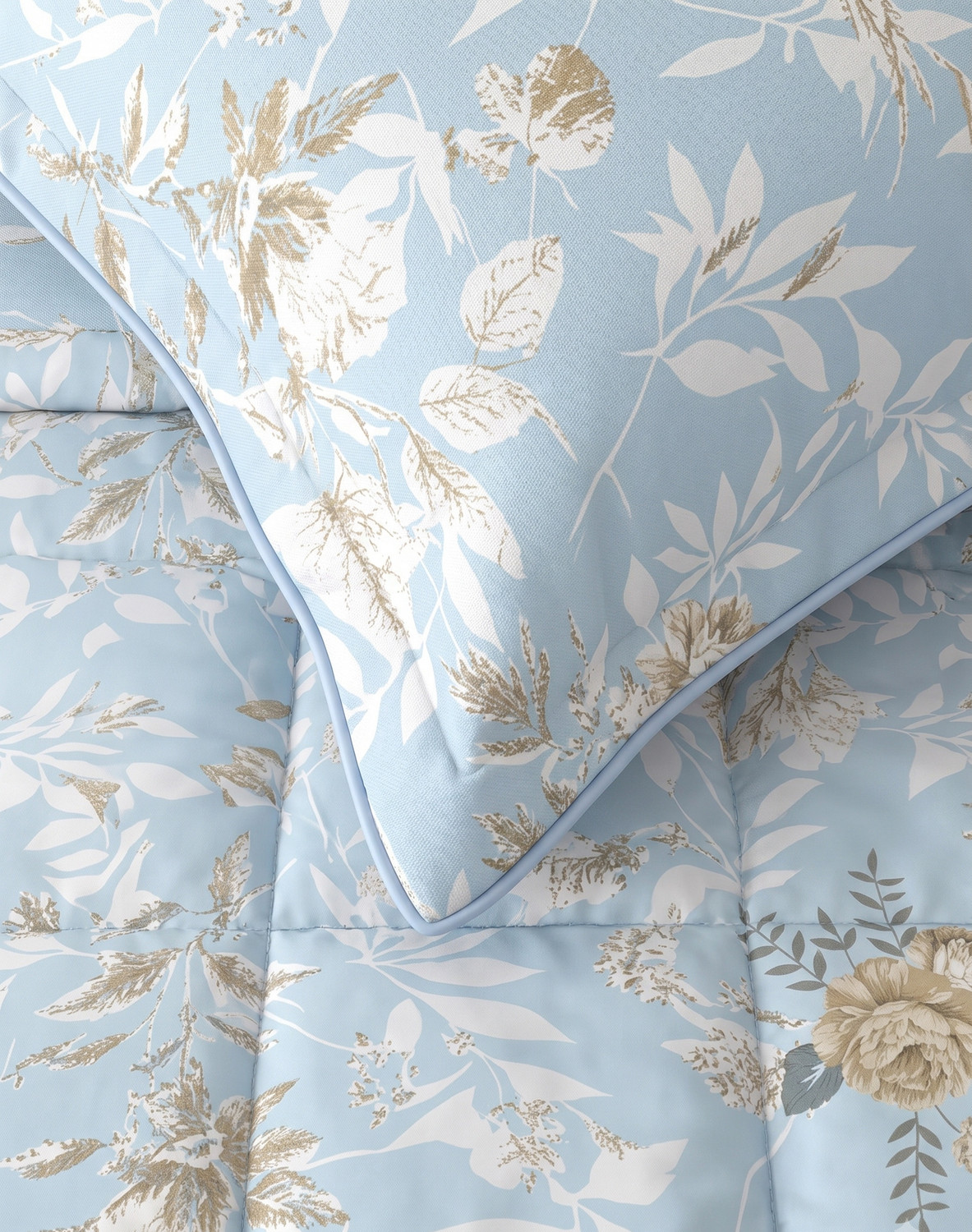 Image of Raymond Home Microfiber Double Flat 110 TC Floral 1 Bedsheet (Sky Blue)