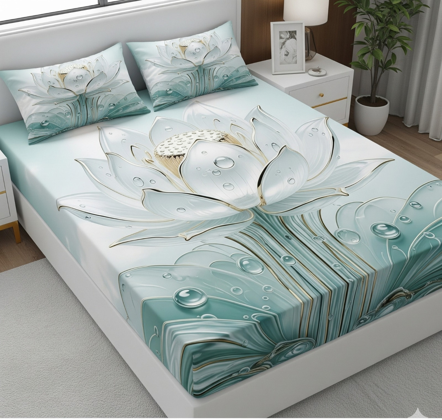 Image of SALAJYA ANCHLA FURNISHING Polycotton Double Flat 300 TC 3D Printed 1 Winter Bedsheet with 2 Pillow Covers (Multicolor)