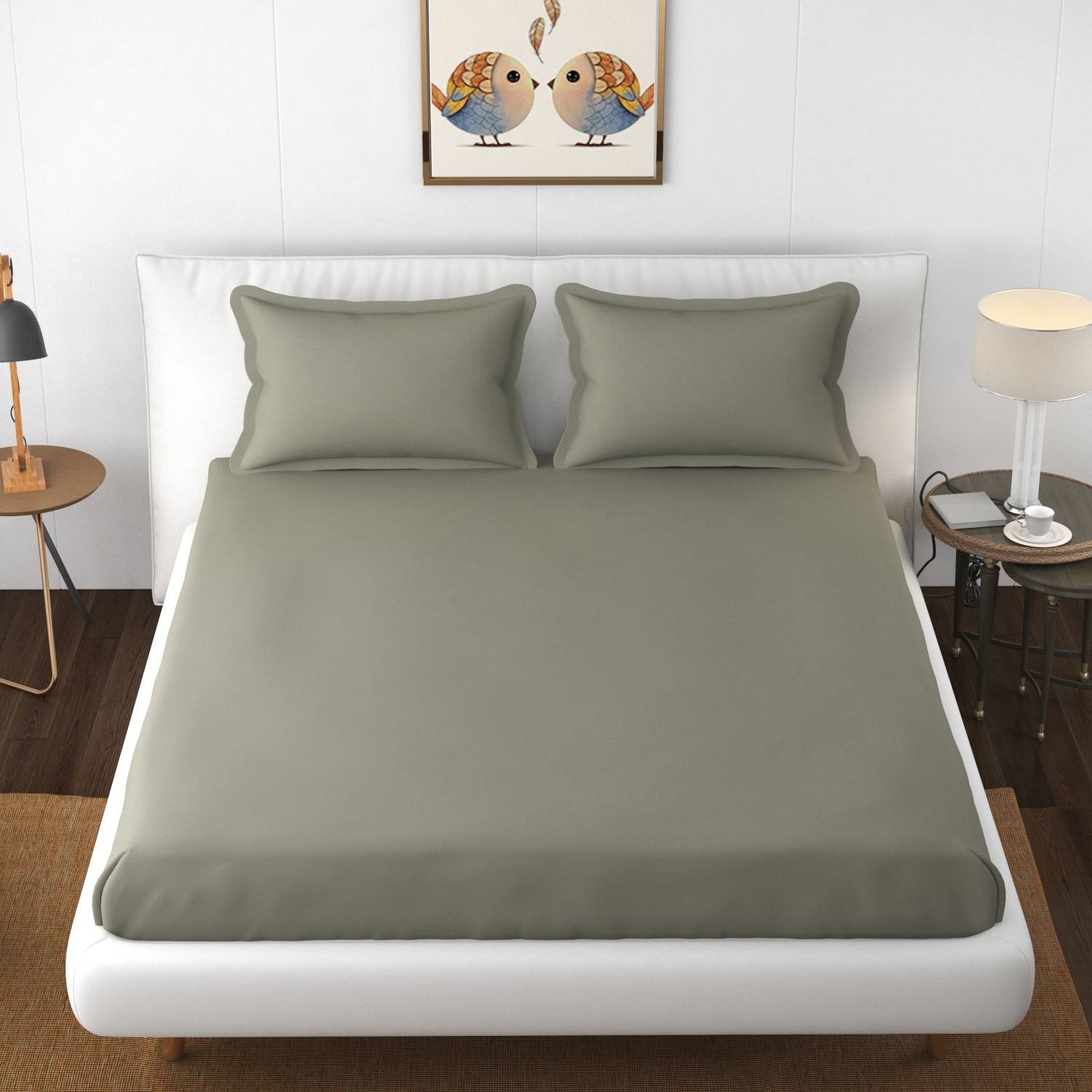 BROMWICK Microfiber Double Flat 144 TC Solid 1 Bedsheet with 2 Pi