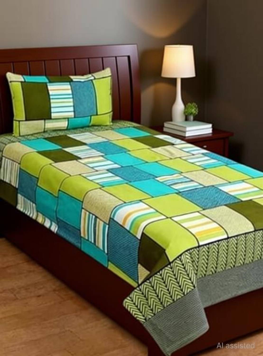 Akshara Loomtex Polyester Single Flat 180 TC Printed 1 Bedsheet with 2 Pillow Covers