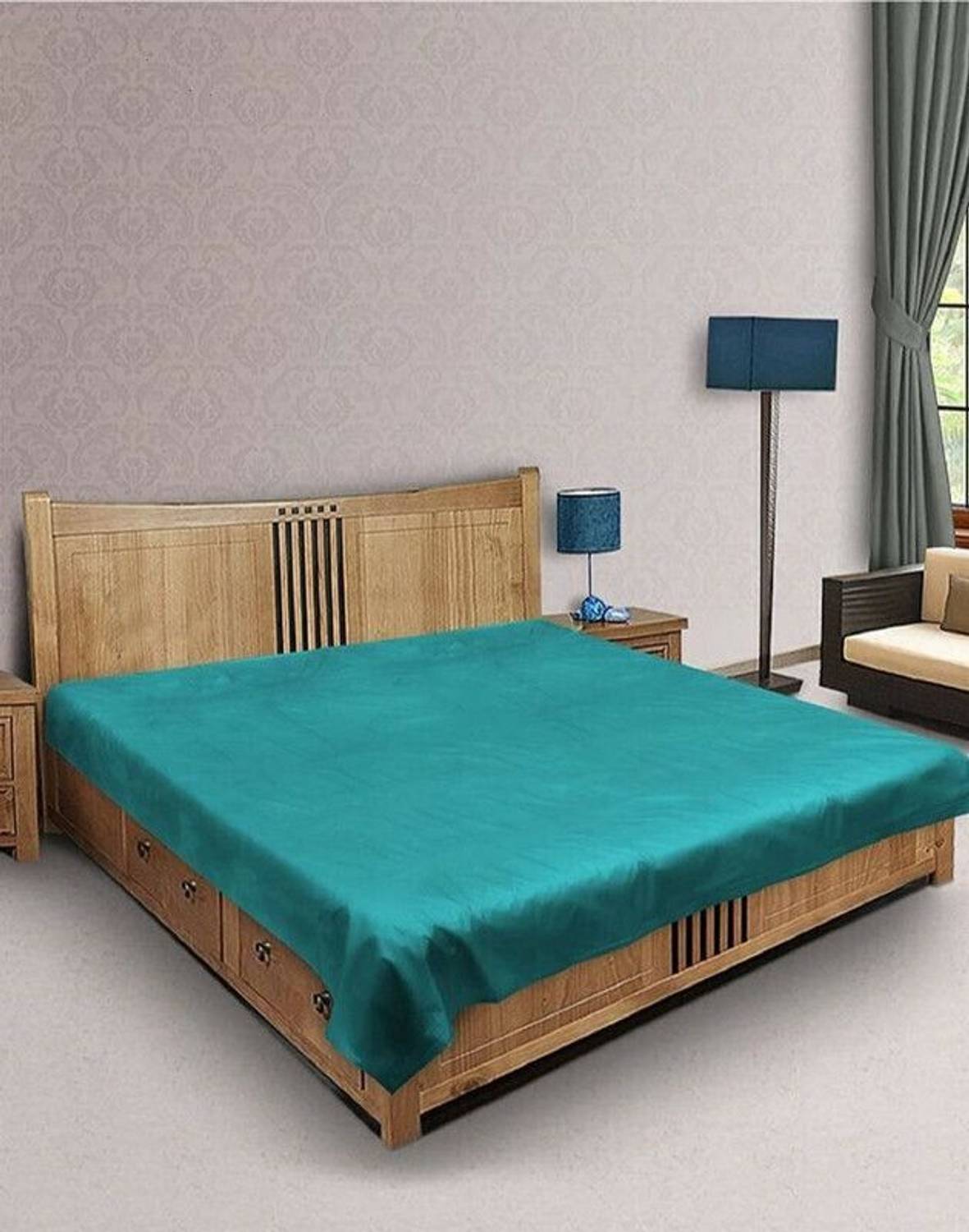 BONA SORT Polyester Double Fitted (Elastic) 100 TC Solid 1 Bedsheet with 2 Pillow Covers