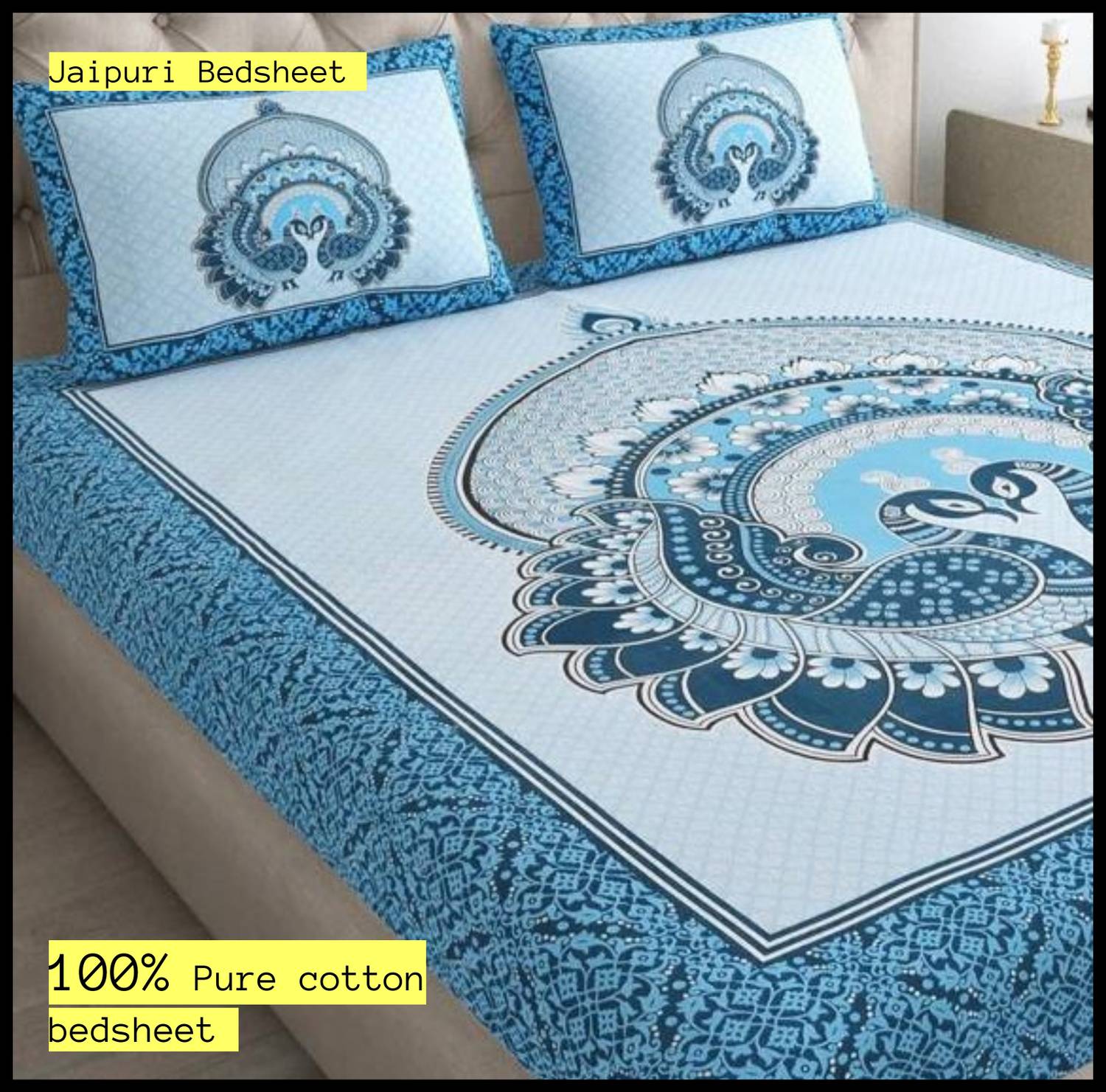 BedZone Cotton Double Flat 144 TC Printed 1 Bedsheet