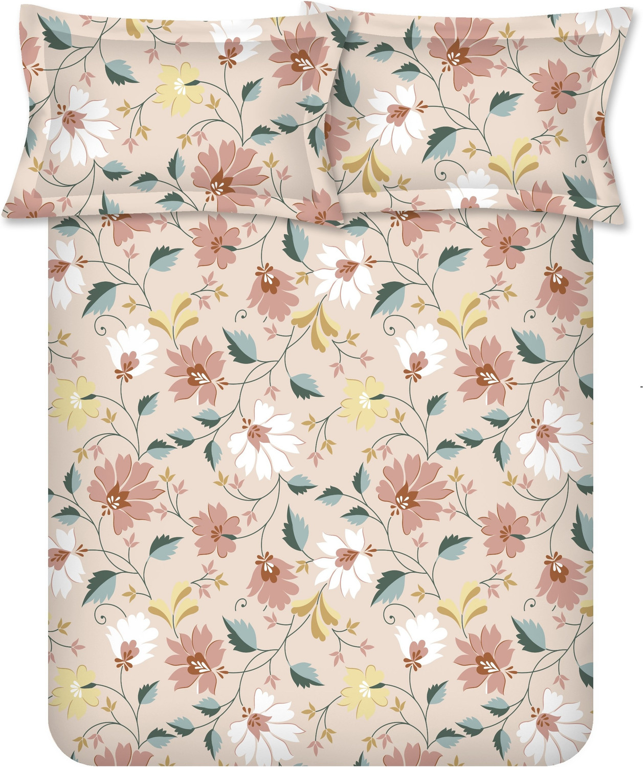 Image of Raymond Home Cotton Double Fitted (Elastic) 104 TC Floral 1 Bedsheet