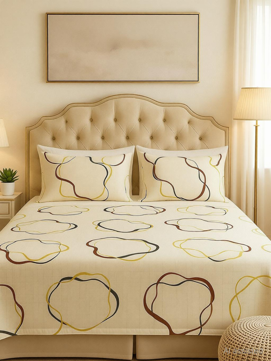 Image of ELEGANT WEAVERS Microfiber Double Flat 144 TC Printed 1 Bedsheet with 2 Pillow Covers