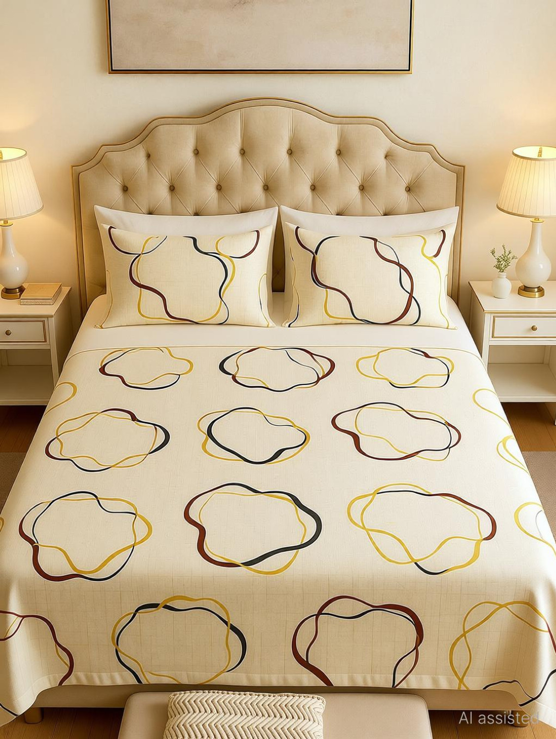 Image of ELEGANT WEAVERS Microfiber Double Flat 144 TC Printed 1 Bedsheet with 2 Pillow Covers