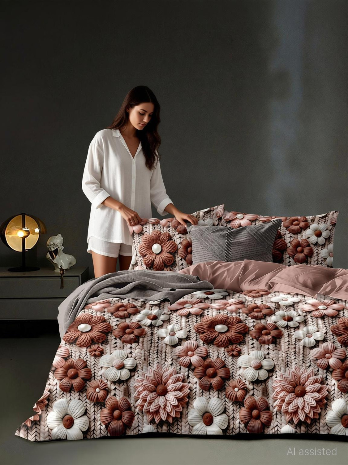 Image of Giftengoods Cotton, Microfiber Queen, Double Fitted (Elastic) 350 TC 7D Digital 1 Bedsheet