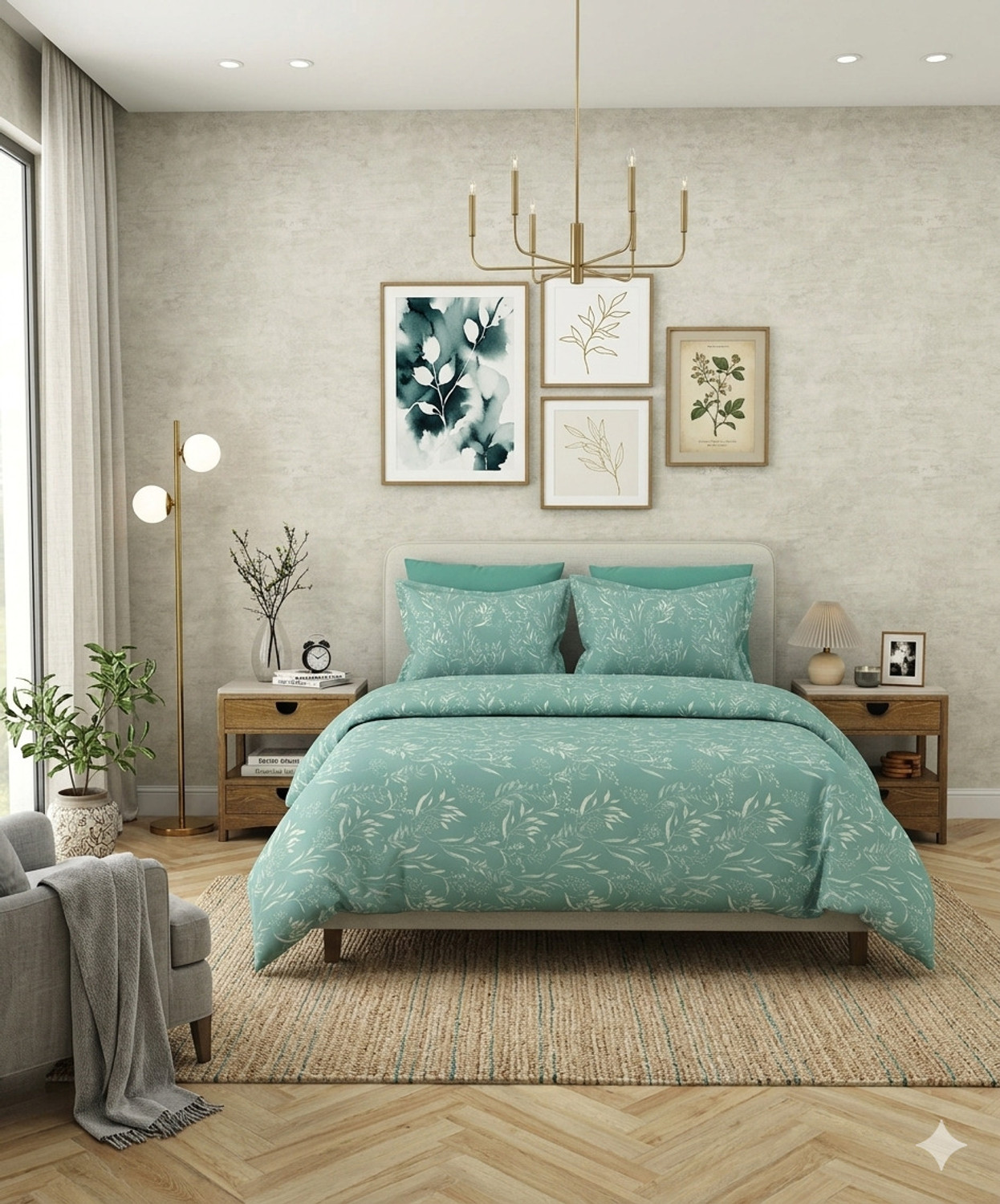Image of Bombay Dyeing Cotton King Flat 180 TC Floral 1 Bedsheet with 2 Pillow Covers
