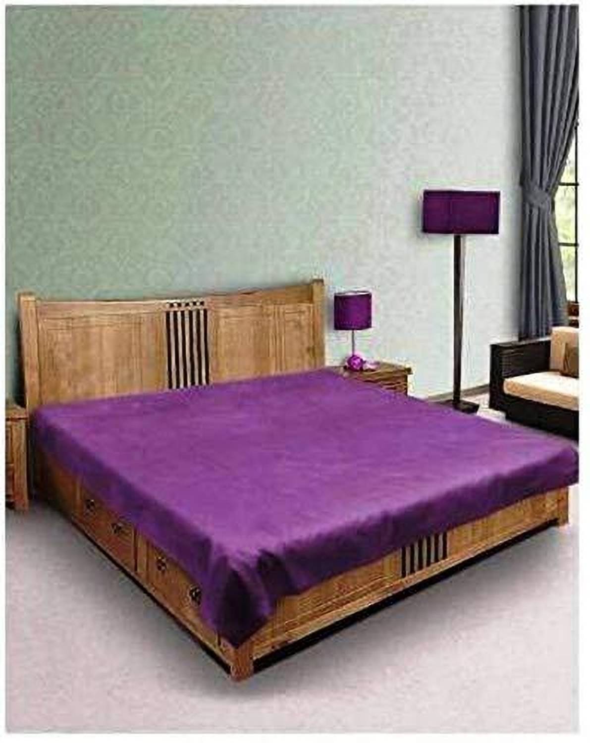 Alina PVC Super King Fitted (Elastic) 210 TC Solid 1 Bedsheet with 2 Pillow Covers