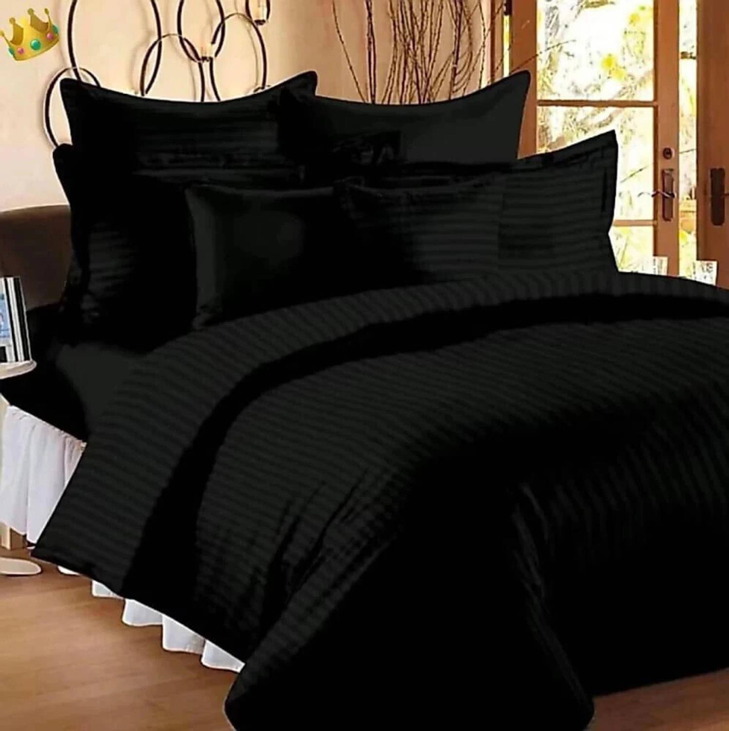 Upvolution Cotton Double Flat 250 TC Striped 1 Bedsheet with 2 Pi