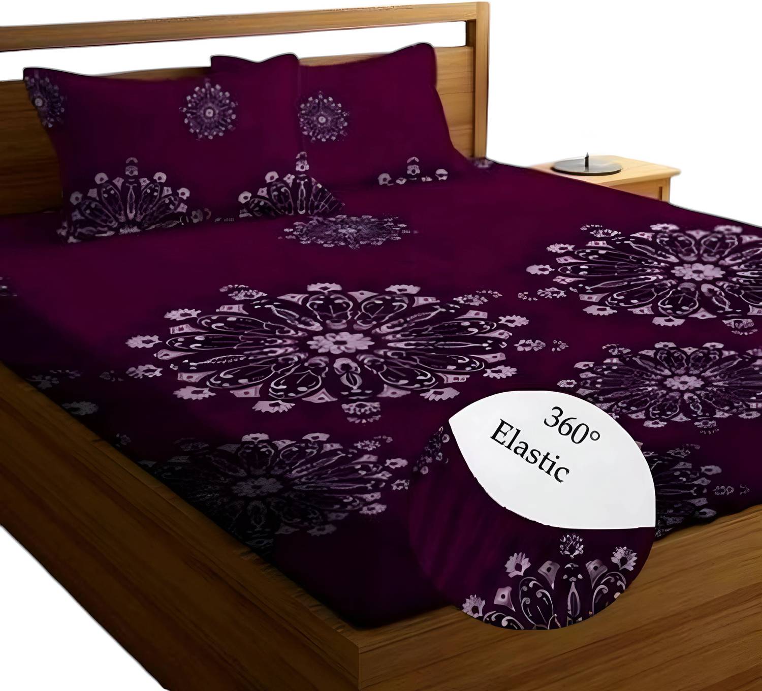 A11 M@LL Microfiber Double Fitted (Elastic) 250 TC 3D Printed 1 Bedsheet with 2 Pillow Covers