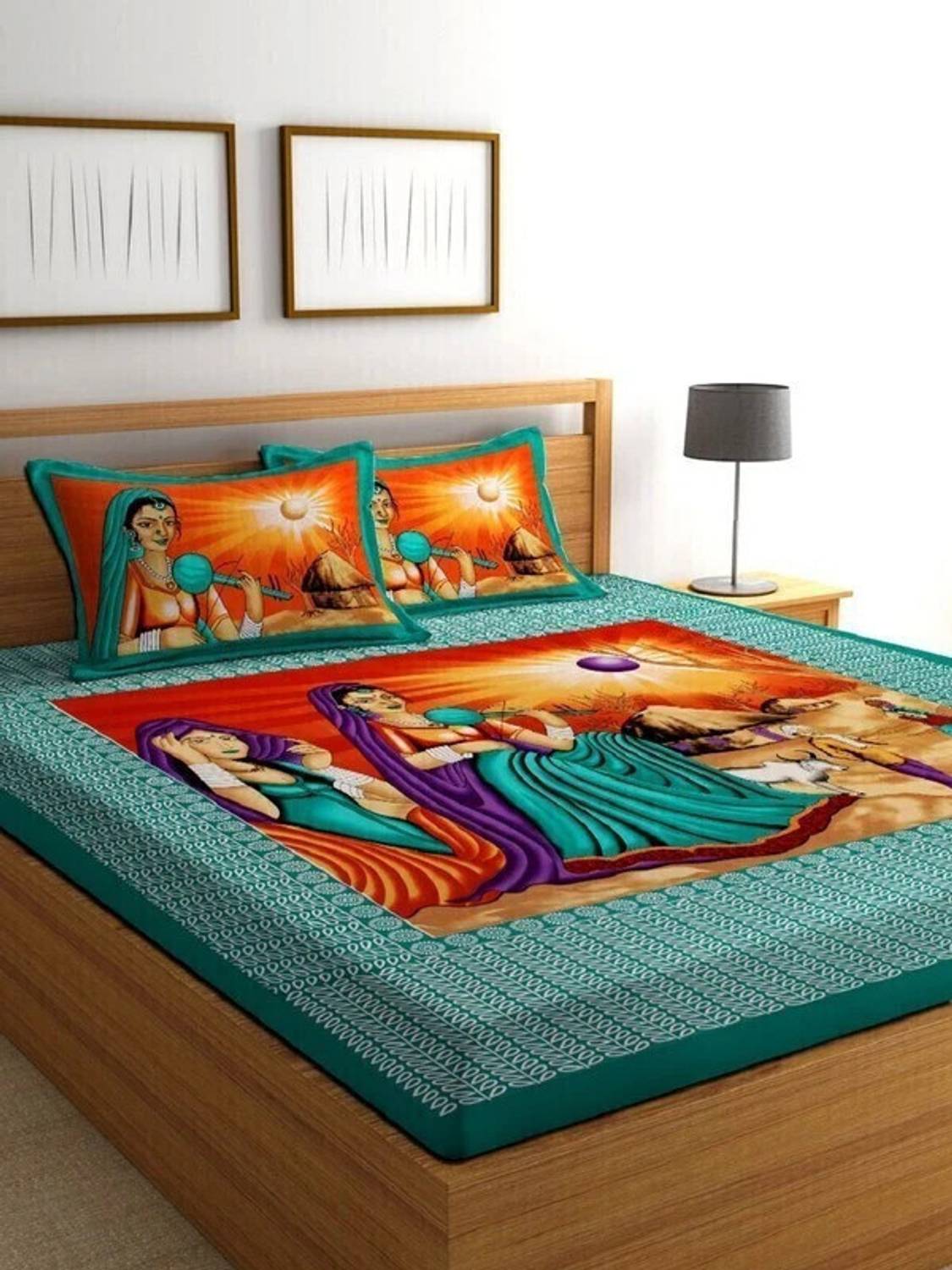 PETROSOLY Cotton Queen Flat 144 TC Cartoon 1 Bedsheet with 2 Pill