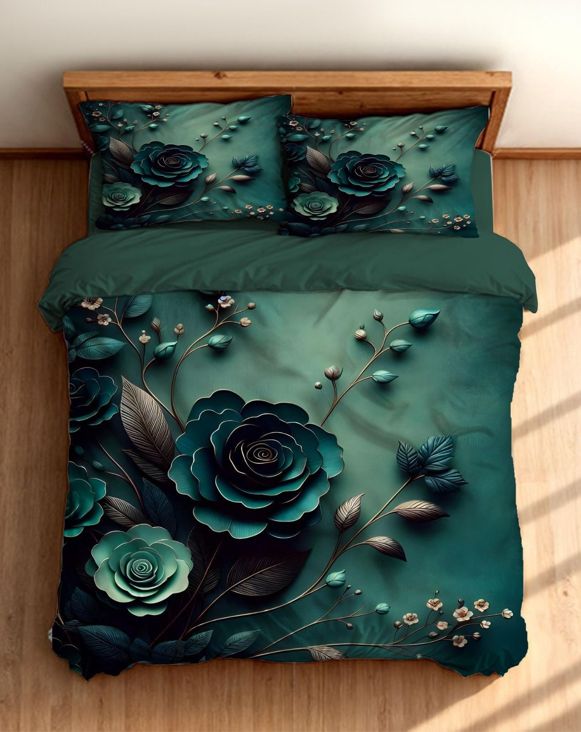 Image of Shridarsh creations Cotton Blend Double Flat 180 TC 7D Digital 1 Summer Bedsheet with 2 Pillow Covers, 2 Cushion Covers