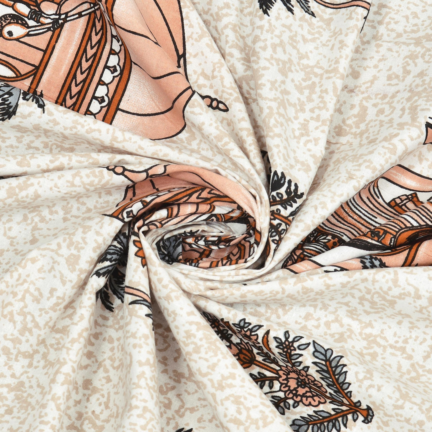 Image of HANSHI Cotton King Flat 260 TC Printed 1 Bedsheet with 2 Pillow Covers