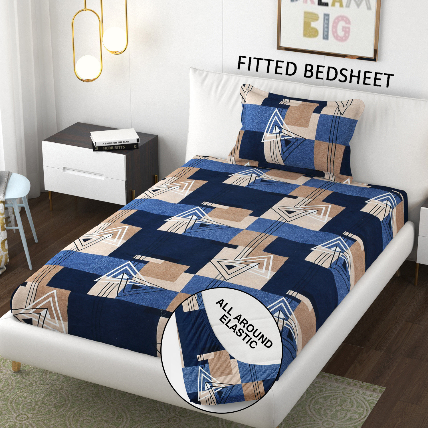 Image of SCHp Cotton Single Fitted (Elastic) 320 TC Printed 1 Bedsheet