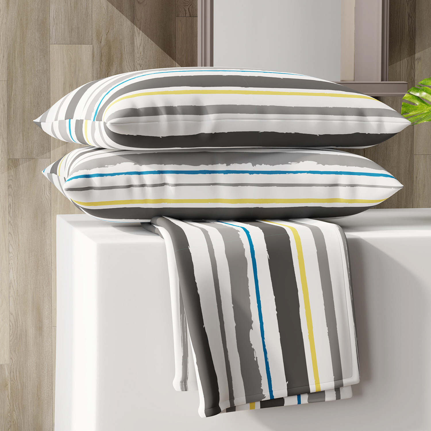 Image of Layers Cotton Blend Double Flat 225 TC Printed 1 Bedsheet with 2 Pillow Covers