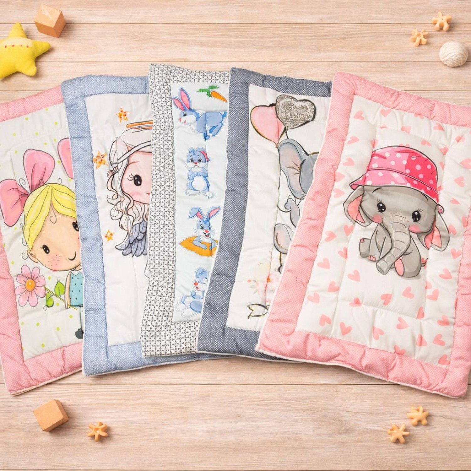 Image of Frido Cotton Crib Flat 250 TC Cartoon 5 Bedsheets with 10 Pillow Covers