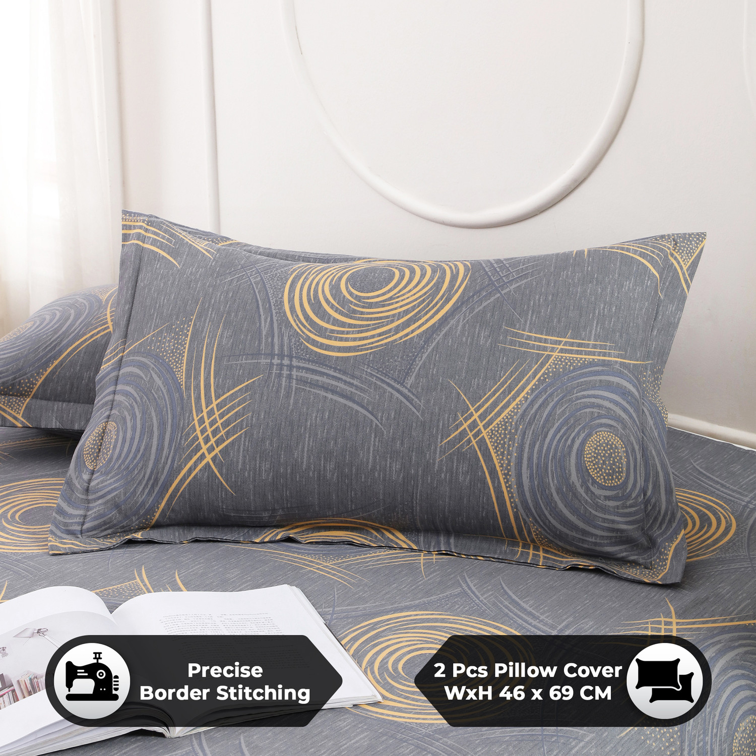 Image of Story@home Cotton Double Flat 160 TC Printed 1 Bedsheet with 2 Pillow Covers