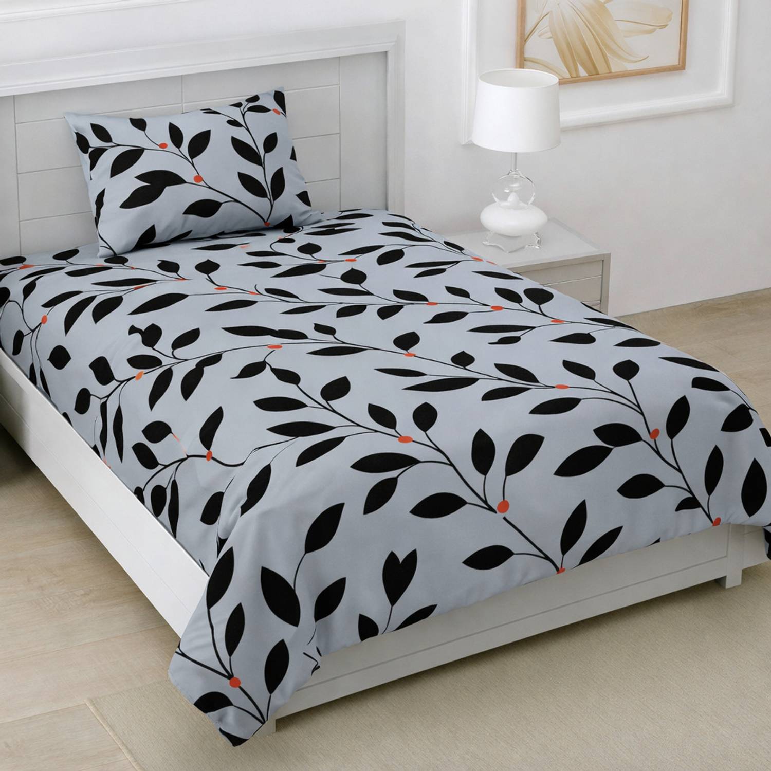 A11 M@LL Microfiber Single Flat 220 TC Floral 1 Bedsheet with 2 Pillow Covers