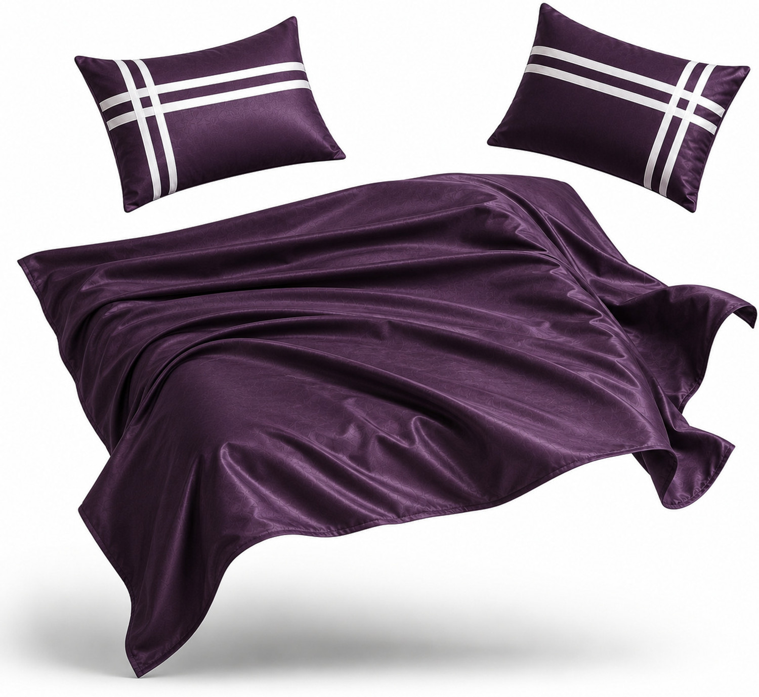 Image of Rangrika.in Satin Super King Flat 400 TC Striped 1 Summer Bedsheet with 2 Pillow Covers