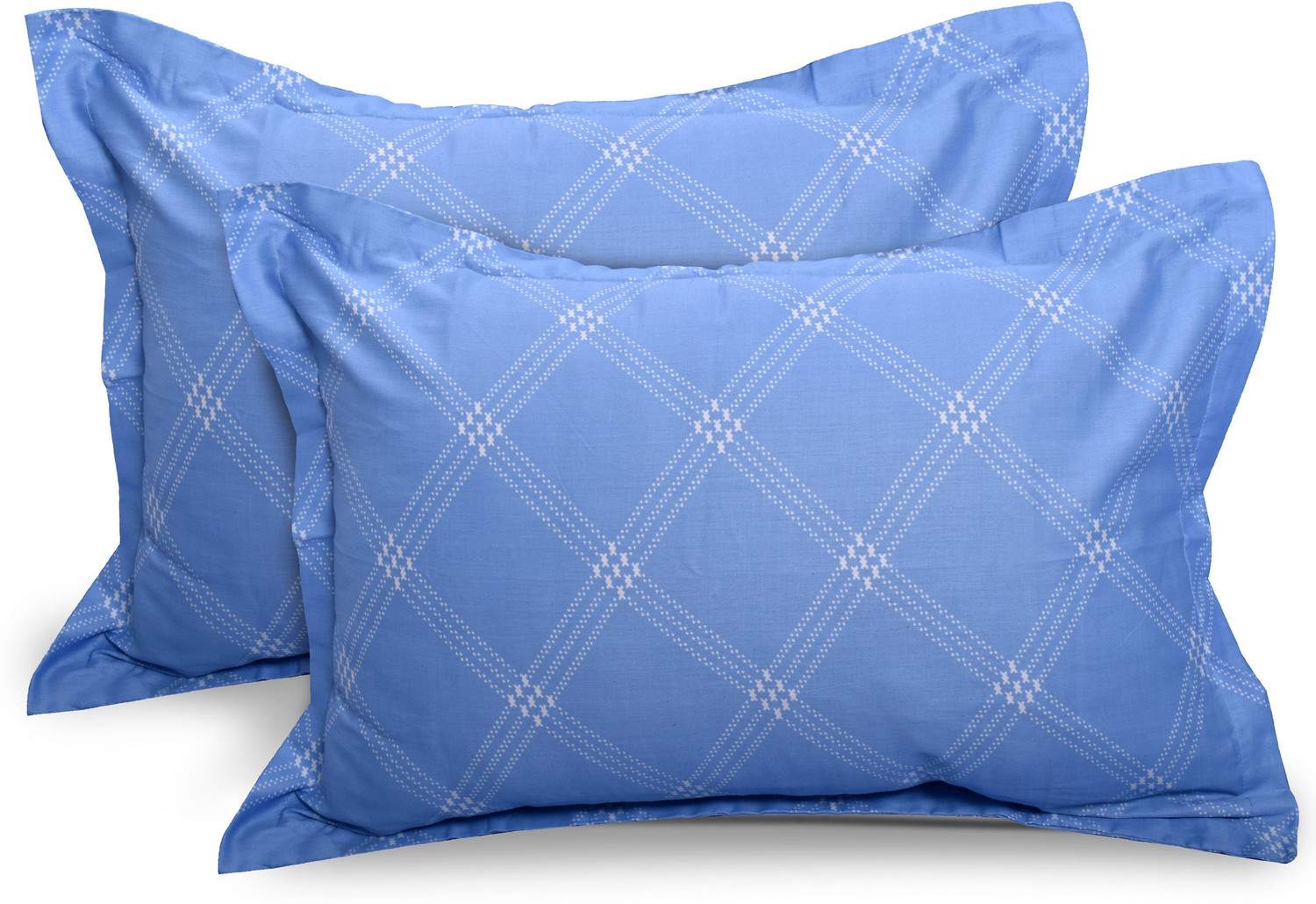 Image of Huesland Cotton Double Flat 210 TC Geometric 1 Bedsheet with 2 Pillow Covers