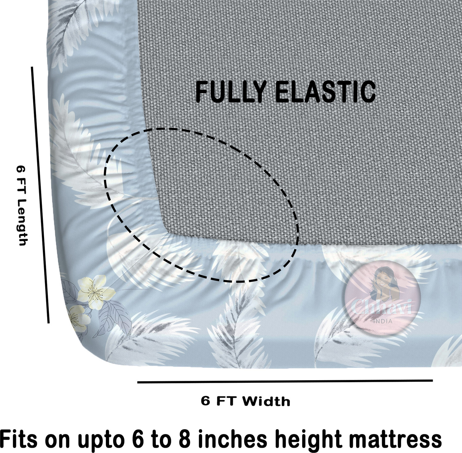Image of CHHAVI INDIA Microfiber Double Fitted (Elastic) 210 TC Printed 1 Bedsheet with 2 Pillow Covers