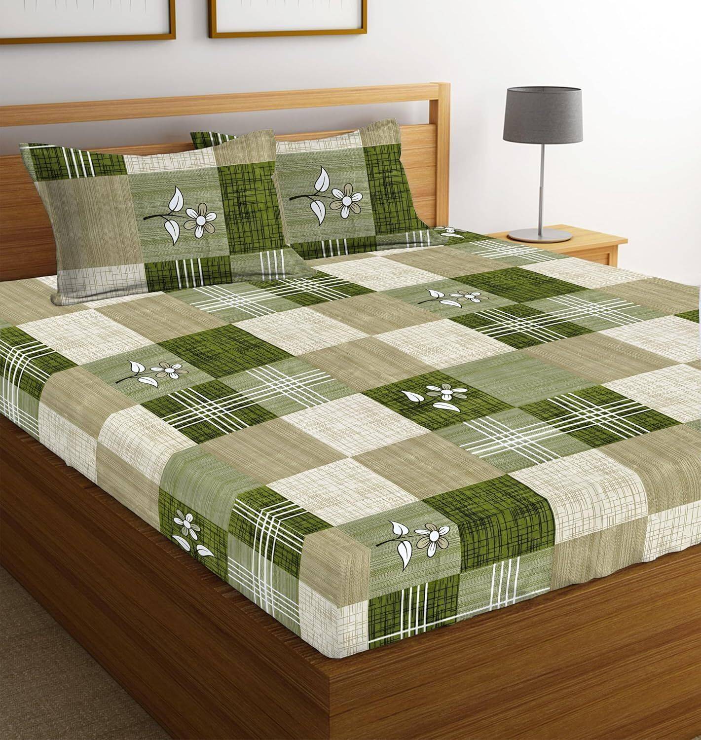 VAS COLLECTIONS Microfiber Double Flat 144 TC Abstract 1 Bedsheet