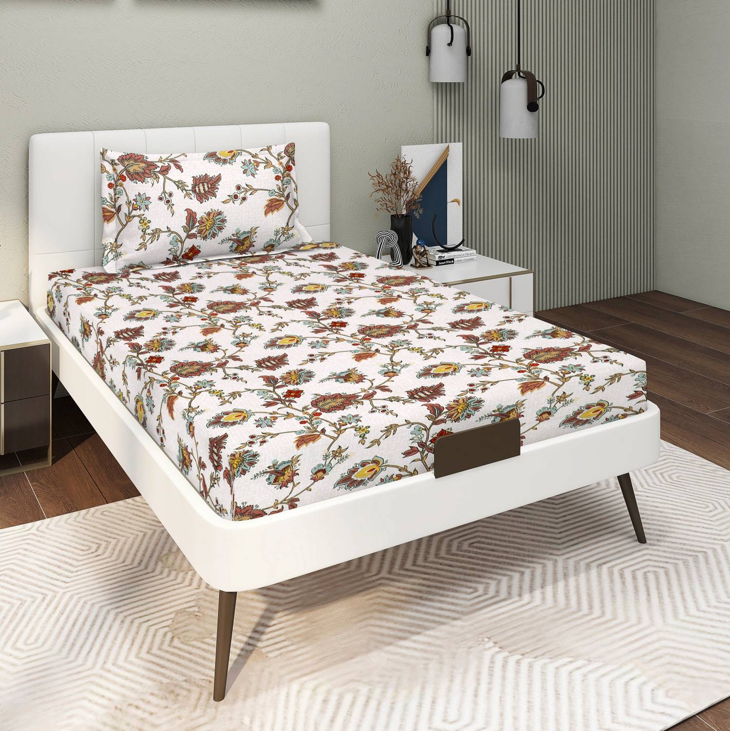 CARLTON LONDON Microfiber Single Flat 140 TC Floral 1 Bedsheet