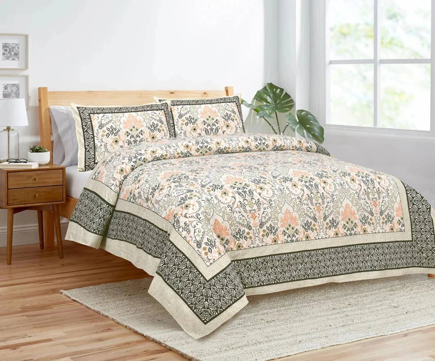 JAIPUR FABRIC Cotton Double Flat 180 TC Printed 1 Summer Bedsheet