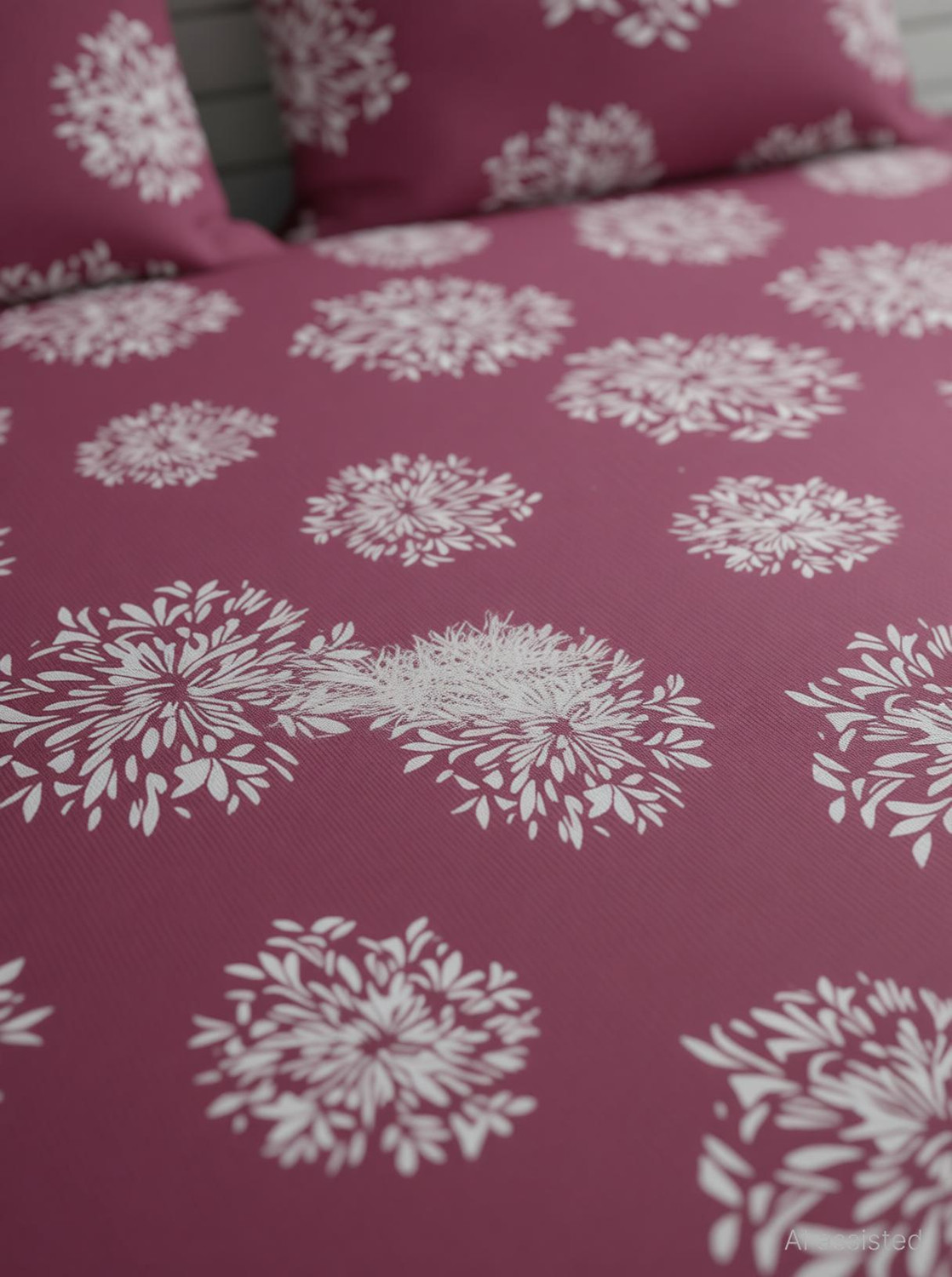 Image of Huesland Cotton King Fitted (Elastic) 144 TC Floral 1 Bedsheet with 2 Pillow Covers