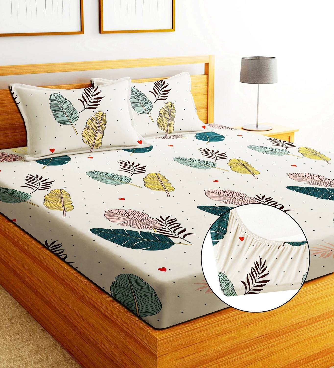adhb Microfiber Double Fitted (Elastic) 200 TC Printed 1 Bedsheet with 2 Pillow Covers