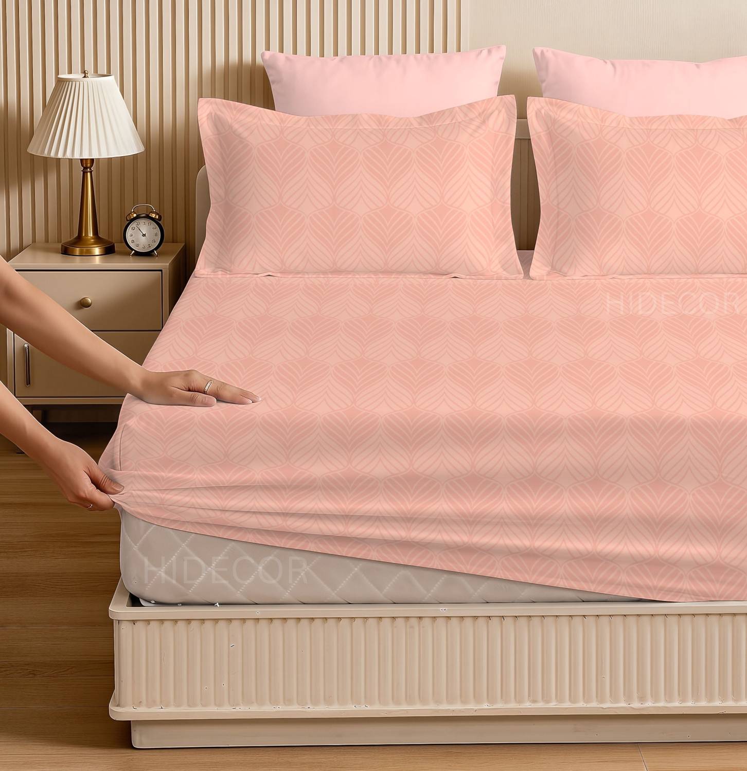 HIDECOR Microfiber Double, King Fitted (Elastic) 280 TC Printed 1