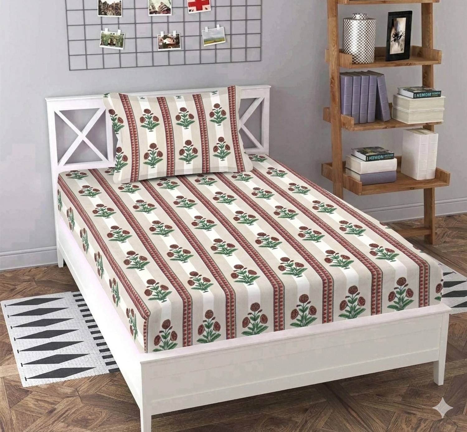 BLUEDOT Cotton Single Flat 200 TC Printed 1 Summer Bedsheet