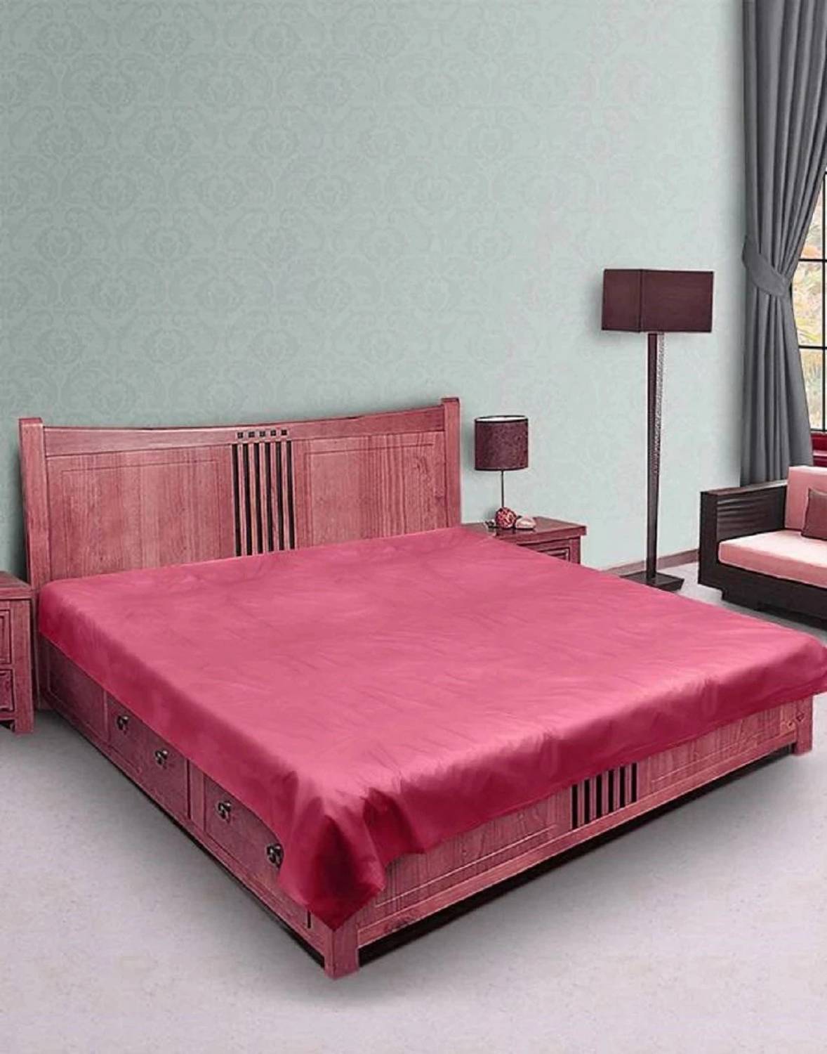 BONA SORT Polyester Double Flat 250 TC Solid 1 Bedsheet with 2 Pillow Covers