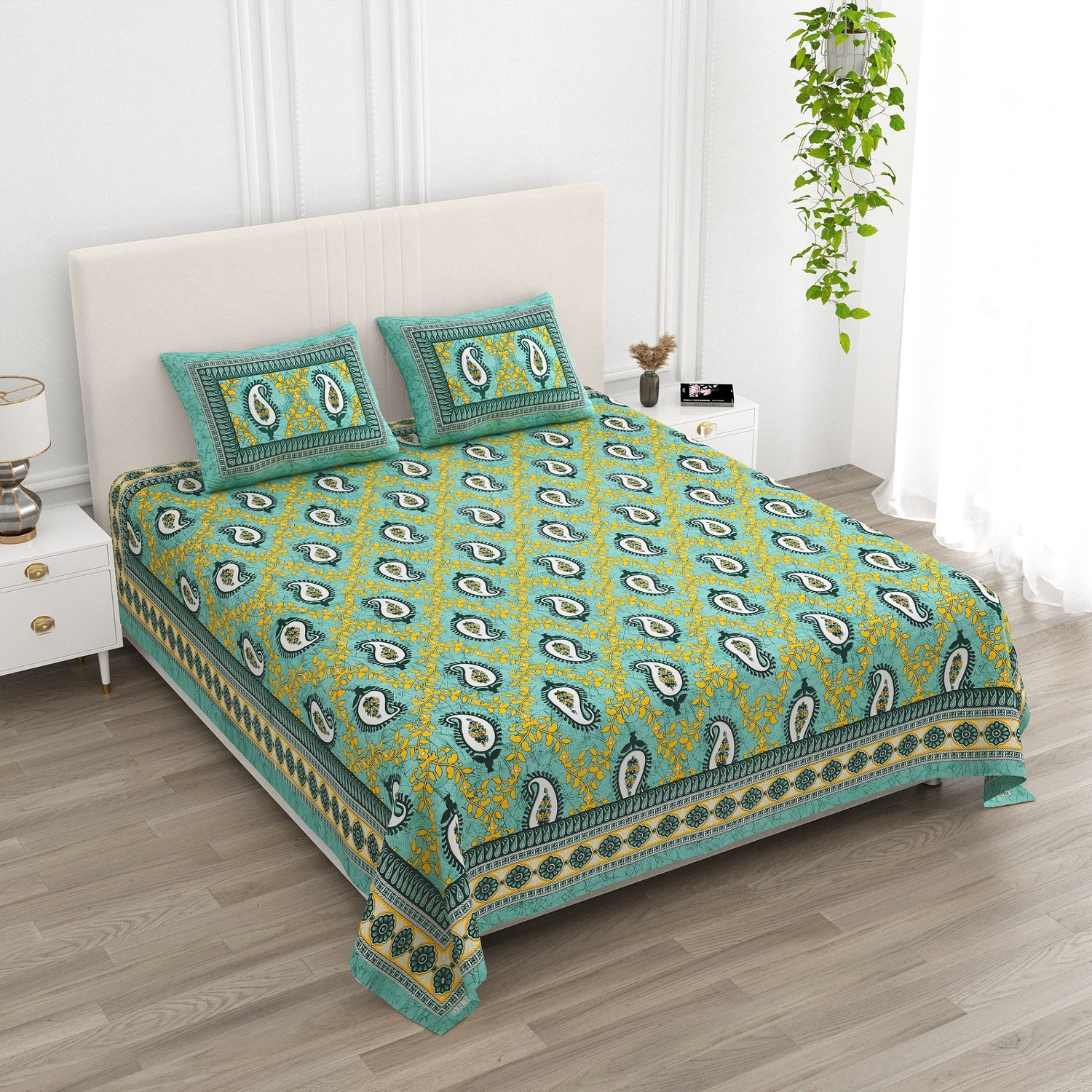 Image of Dream tela Microfiber Double Flat 400 TC Cartoon 1 AC Bedsheet with 2 Pillow Covers
