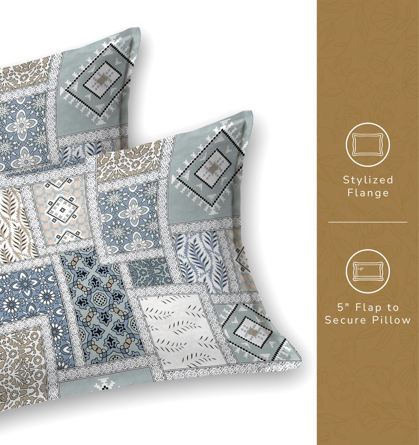 Image of Homeful Style Microfiber Queen Fitted (Elastic) 160 TC Printed 1 Summer Bedsheet with 2 Pillow Covers (Grey)
