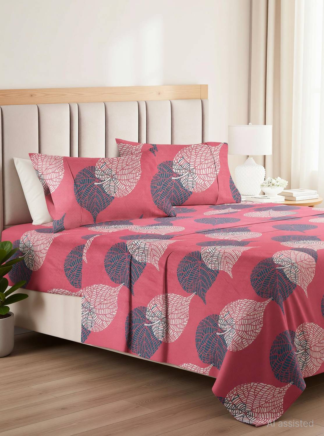 VAS COLLECTIONS Microfiber Double Flat 144 TC Printed 1 Summer Bedsheet with 2 Pillow Covers