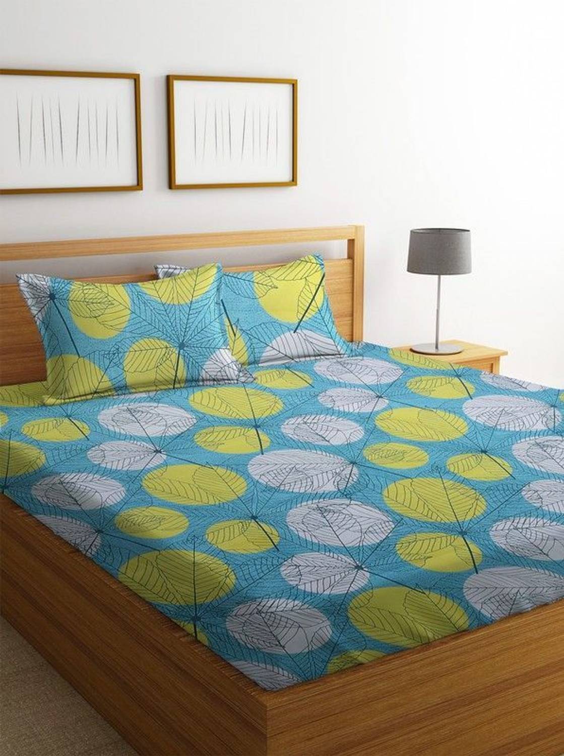 VAS COLLECTIONS Cotton Double Flat 160 TC Printed 1 Bedsheet (Gre