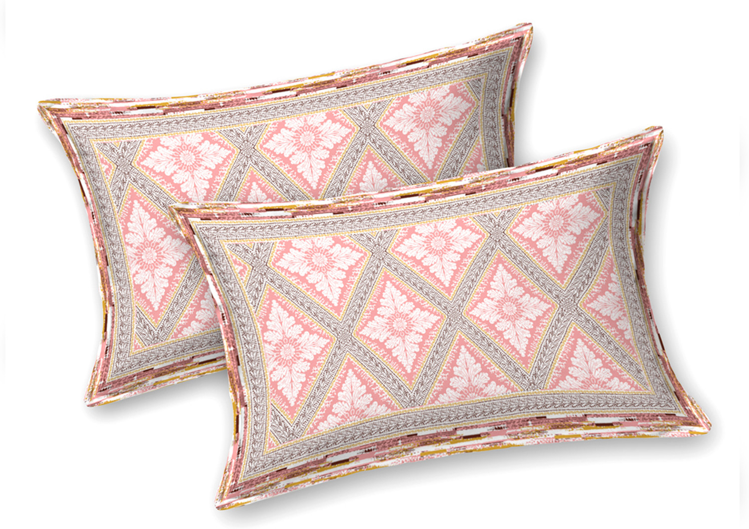 Image of BOMBAY ELEGANCE Cotton King Flat 260 TC Printed 1 Bedsheet with 2 Pillow Covers
