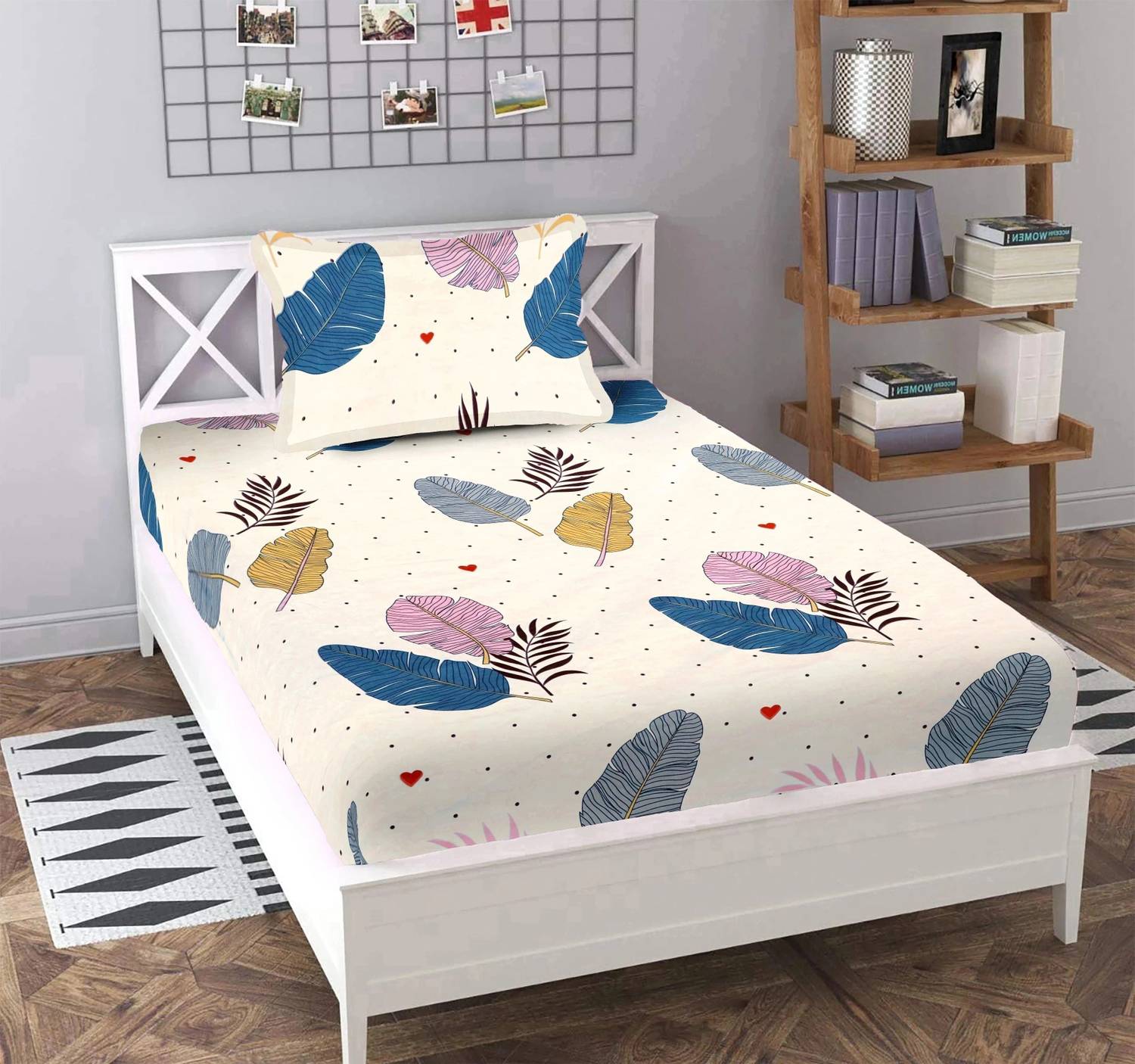 BLUEDOT Cotton Single Flat 200 TC Floral Bedsheet - Image 1